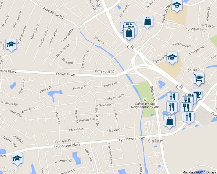 map of restaurants, bars, coffee shops, grocery stores, and more near 4437 Revere Drive in Virginia Beach
