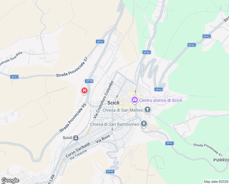 map of restaurants, bars, coffee shops, grocery stores, and more near 21 Via Irminio in Scicli