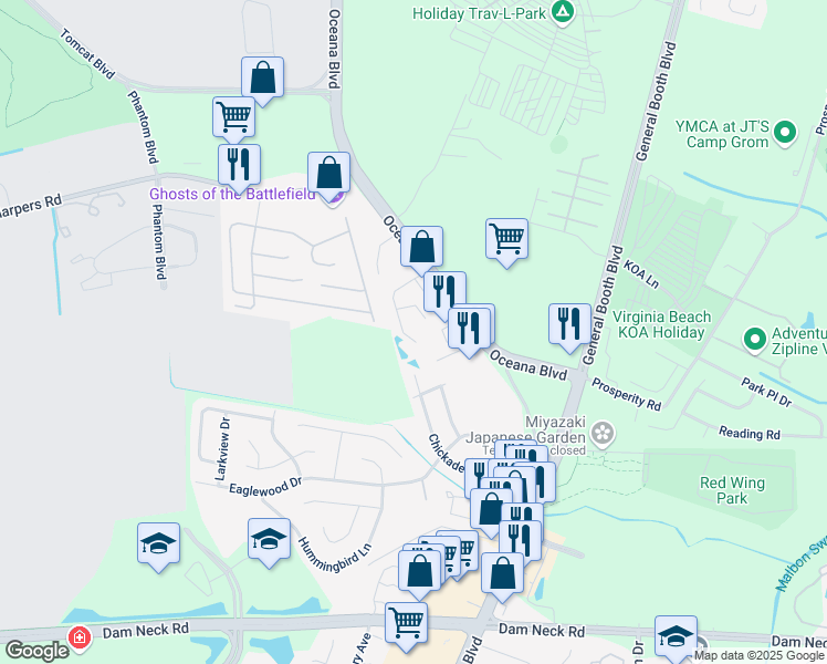 map of restaurants, bars, coffee shops, grocery stores, and more near 1368 Beacons Reach Drive in Virginia Beach