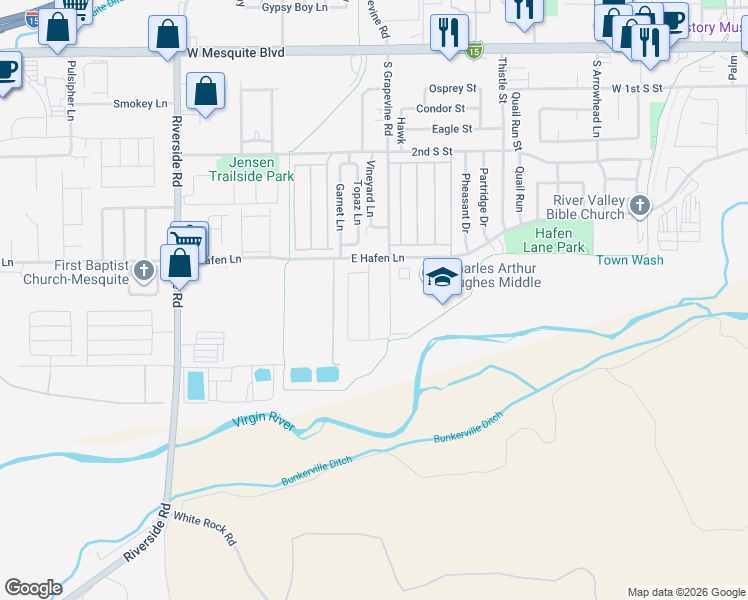map of restaurants, bars, coffee shops, grocery stores, and more near 476 Lewis Street in Mesquite