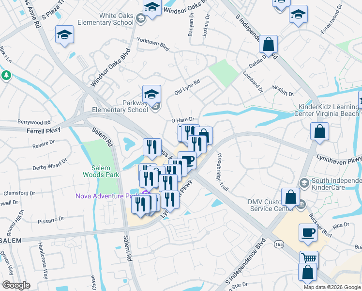 map of restaurants, bars, coffee shops, grocery stores, and more near 4157 Macarthur Road in Virginia Beach