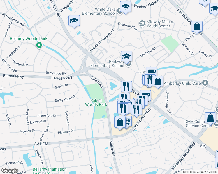 map of restaurants, bars, coffee shops, grocery stores, and more near 4362 Atwater Arch in Virginia Beach