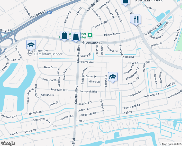 map of restaurants, bars, coffee shops, grocery stores, and more near 908 Darren Drive in Portsmouth