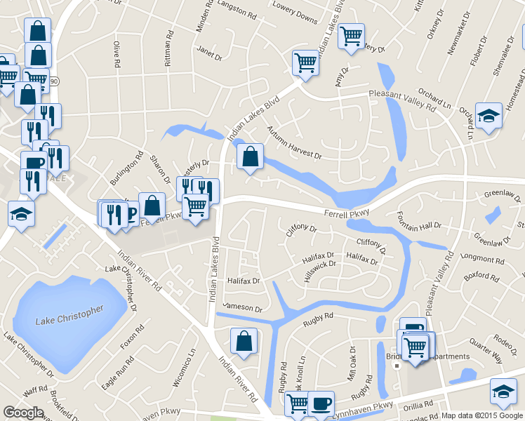 map of restaurants, bars, coffee shops, grocery stores, and more near 5204 Lake Victoria Arch in Virginia Beach