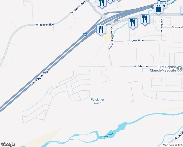 map of restaurants, bars, coffee shops, grocery stores, and more near 1178 Indian Wells Road in Mesquite