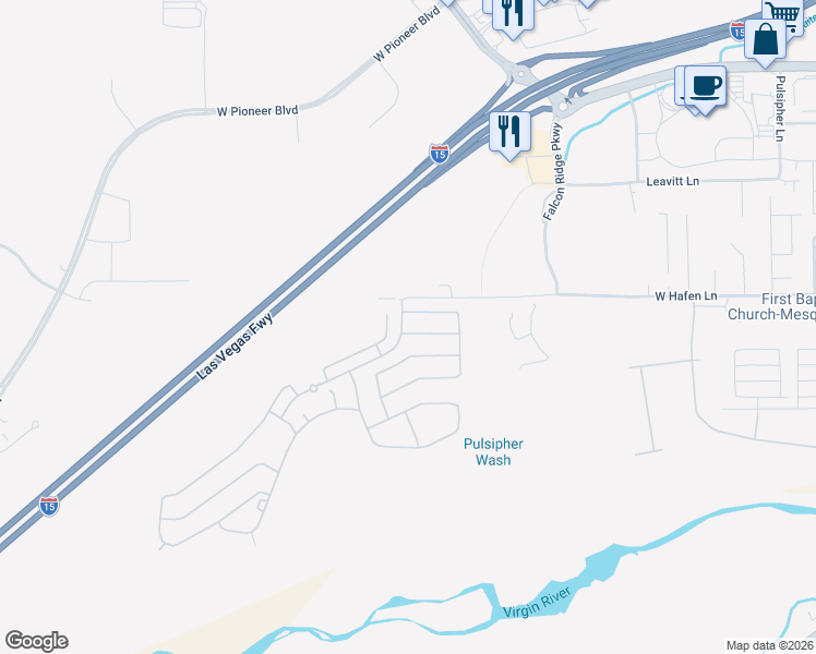 map of restaurants, bars, coffee shops, grocery stores, and more near 1229 Quicksilver Way in Mesquite