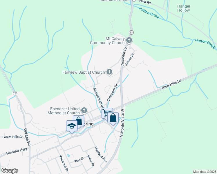 map of restaurants, bars, coffee shops, grocery stores, and more near 713 Basswood Drive in Glade Spring