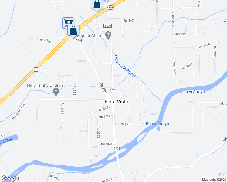 map of restaurants, bars, coffee shops, grocery stores, and more near 60 Road 3500 in Flora Vista