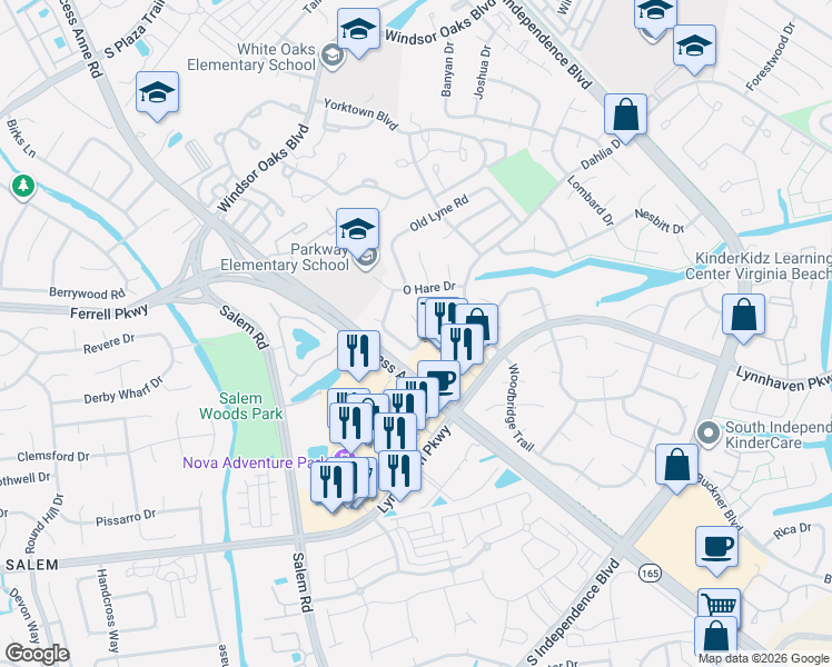map of restaurants, bars, coffee shops, grocery stores, and more near 4157 Macarthur Road in Virginia Beach