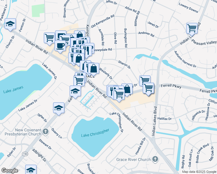 map of restaurants, bars, coffee shops, grocery stores, and more near 1437 Talisman Circle in Virginia Beach