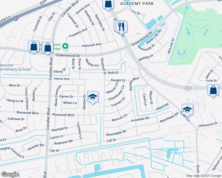 map of restaurants, bars, coffee shops, grocery stores, and more near 510 Weaver Circle in Portsmouth