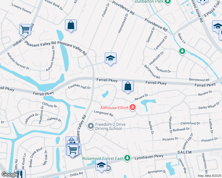 map of restaurants, bars, coffee shops, grocery stores, and more near 4732 Greenlaw Drive in Virginia Beach
