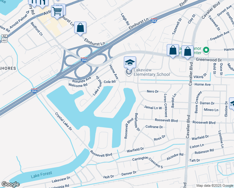 map of restaurants, bars, coffee shops, grocery stores, and more near 1405 Carson Crescent West in Portsmouth
