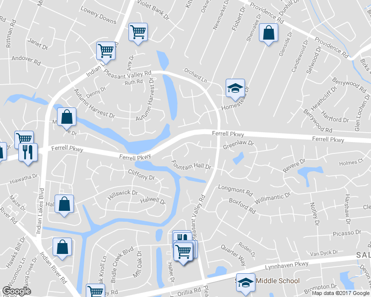 map of restaurants, bars, coffee shops, grocery stores, and more near 1325 Faraid Lane in Virginia Beach