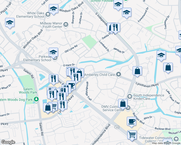 map of restaurants, bars, coffee shops, grocery stores, and more near 4204 Conway Court in Virginia Beach