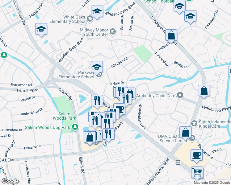 map of restaurants, bars, coffee shops, grocery stores, and more near 1310 Pershing Court in Virginia Beach