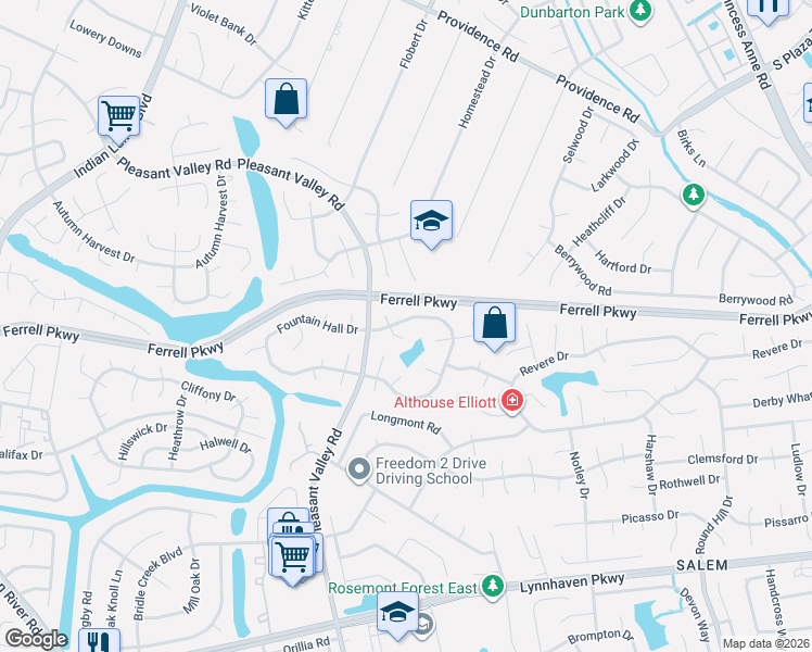 map of restaurants, bars, coffee shops, grocery stores, and more near 1310 Gaineford Court in Virginia Beach