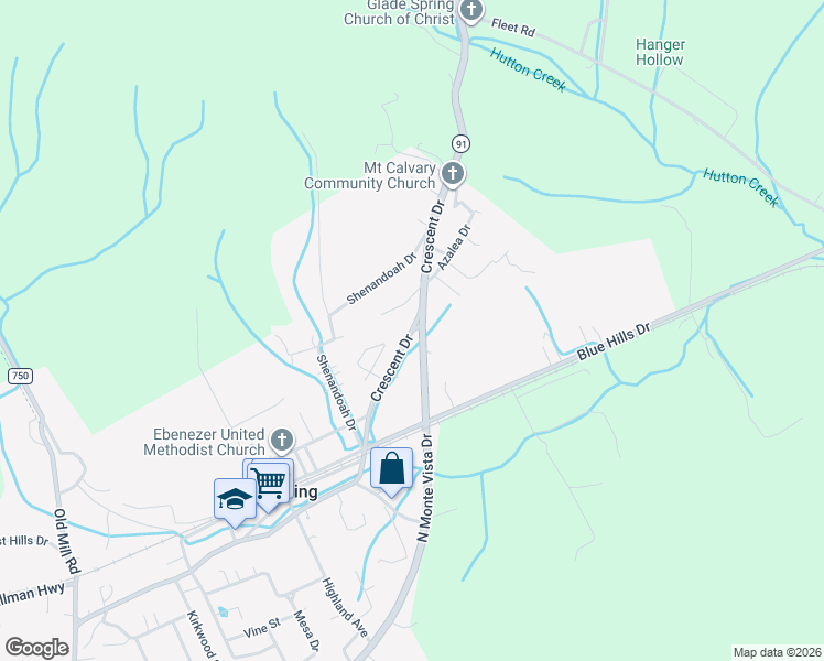 map of restaurants, bars, coffee shops, grocery stores, and more near 351-363 N Monte Vista Dr in Glade Spring