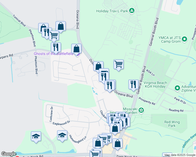 map of restaurants, bars, coffee shops, grocery stores, and more near 1308 Beacons Reach Drive in Virginia Beach