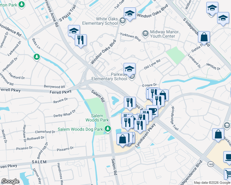map of restaurants, bars, coffee shops, grocery stores, and more near 4363 Trafton Arch in Virginia Beach