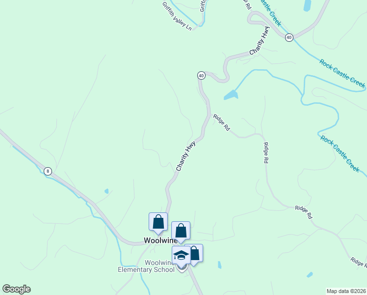 map of restaurants, bars, coffee shops, grocery stores, and more near 765 Charity Highway in Woolwine