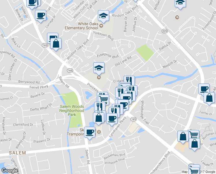 map of restaurants, bars, coffee shops, grocery stores, and more near 1214 Haig Circle in Virginia Beach
