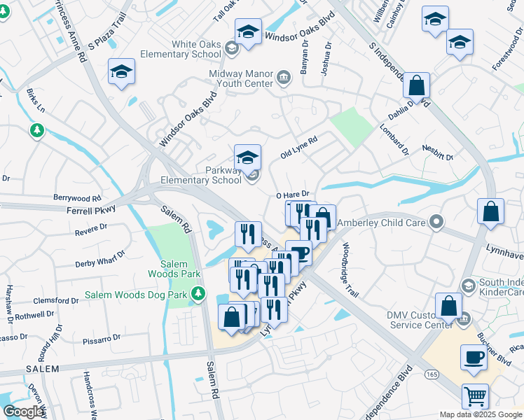 map of restaurants, bars, coffee shops, grocery stores, and more near 1214 Haig Circle in Virginia Beach