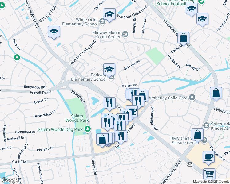 map of restaurants, bars, coffee shops, grocery stores, and more near 1210 Haig Circle in Virginia Beach