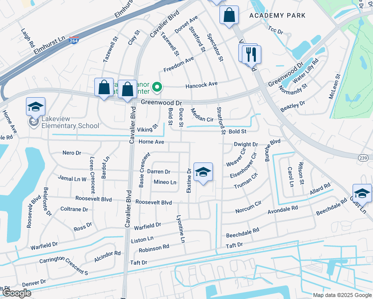 map of restaurants, bars, coffee shops, grocery stores, and more near 902 Basie Crescent in Portsmouth