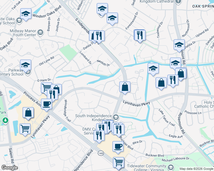 map of restaurants, bars, coffee shops, grocery stores, and more near 1313 Pierside Court in Virginia Beach