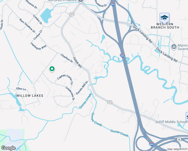 map of restaurants, bars, coffee shops, grocery stores, and more near 4653 Old Dock Landing Road in Chesapeake