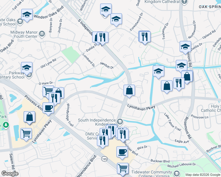 map of restaurants, bars, coffee shops, grocery stores, and more near 1313 Pierside Court in Virginia Beach