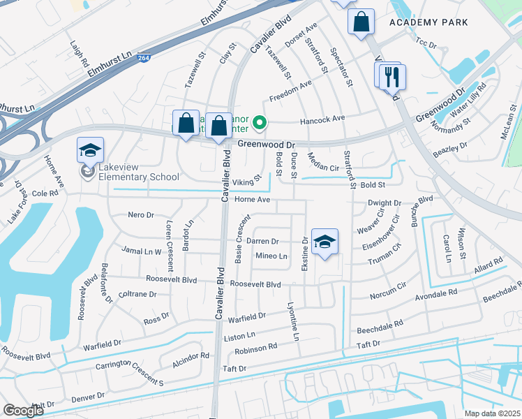 map of restaurants, bars, coffee shops, grocery stores, and more near 1002 Basie Crescent in Portsmouth