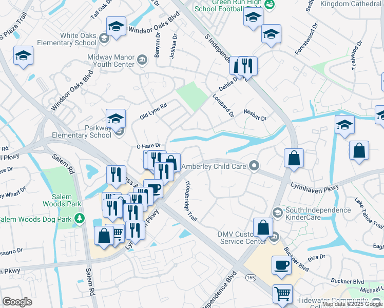 map of restaurants, bars, coffee shops, grocery stores, and more near 4204 Conway Court in Virginia Beach