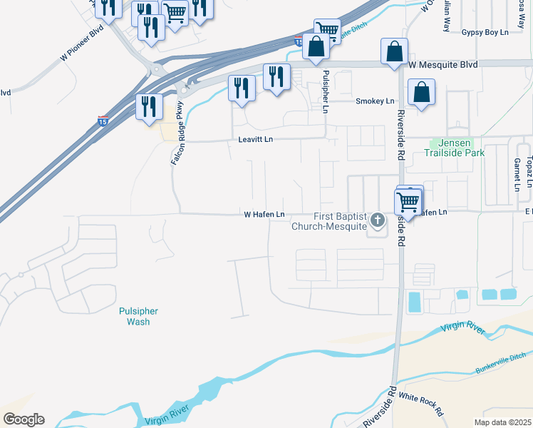 map of restaurants, bars, coffee shops, grocery stores, and more near West Hafen Lane in Mesquite