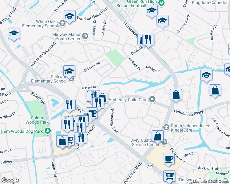 map of restaurants, bars, coffee shops, grocery stores, and more near 4204 Conway Court in Virginia Beach