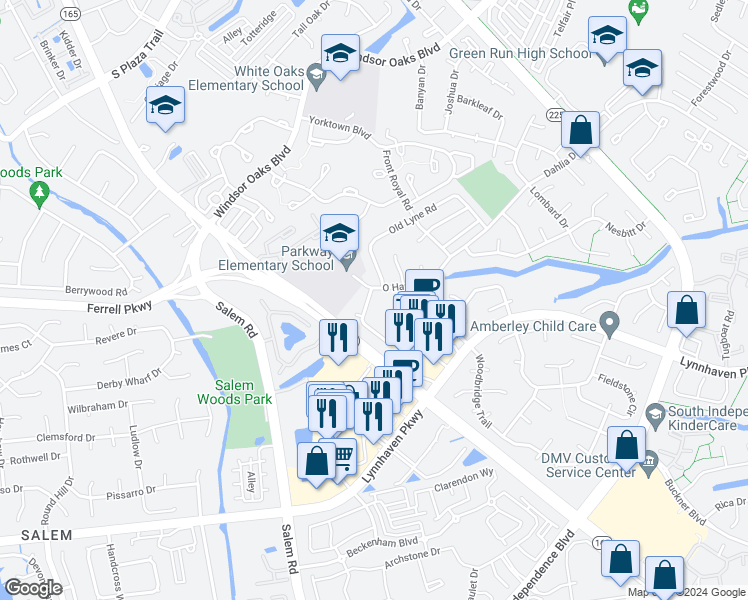 map of restaurants, bars, coffee shops, grocery stores, and more near 4260 Macarthur Road in Virginia Beach