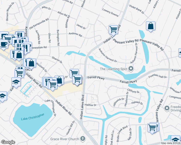 map of restaurants, bars, coffee shops, grocery stores, and more near 1517 Merton Court in Virginia Beach