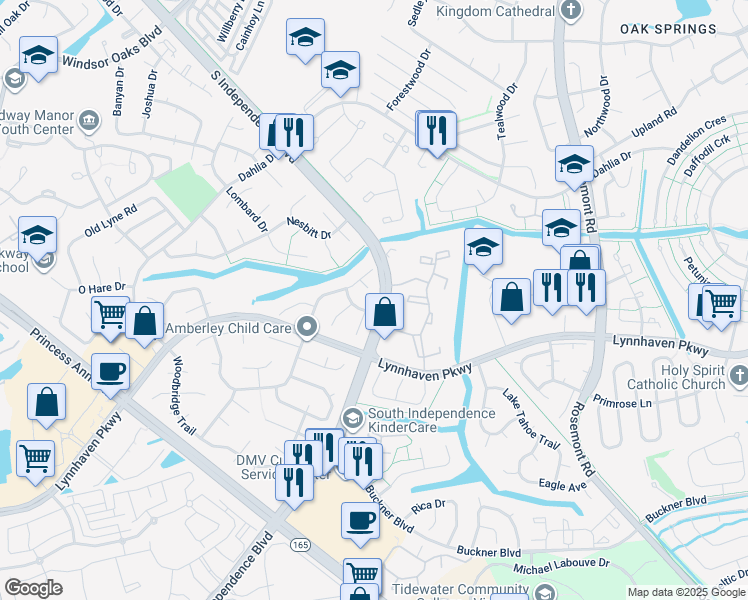 map of restaurants, bars, coffee shops, grocery stores, and more near 3901 Riverside Cir in Virginia Beach