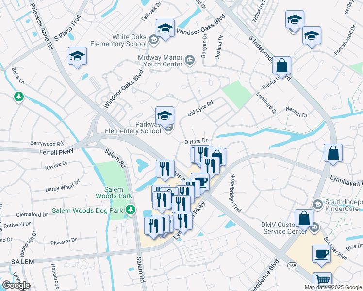 map of restaurants, bars, coffee shops, grocery stores, and more near 1210 Haig Circle in Virginia Beach