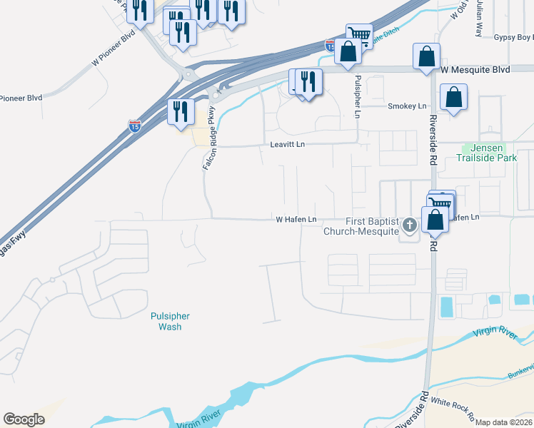 map of restaurants, bars, coffee shops, grocery stores, and more near 375 Ralston Road in Mesquite
