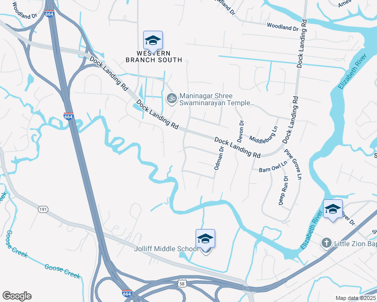 map of restaurants, bars, coffee shops, grocery stores, and more near 4133 Stephanie Boyd Drive in Chesapeake