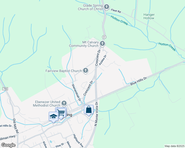map of restaurants, bars, coffee shops, grocery stores, and more near 351-363 N Monte Vista Dr in Glade Spring