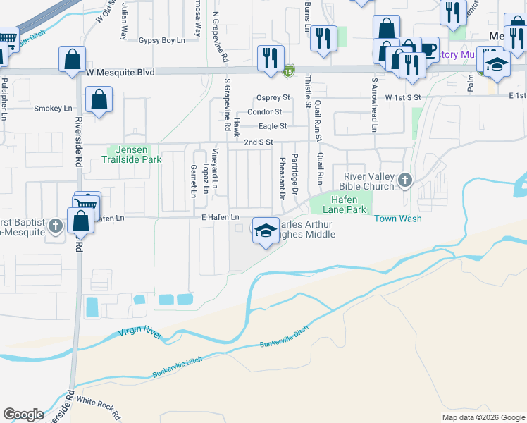 map of restaurants, bars, coffee shops, grocery stores, and more near 552 Duchess in Mesquite