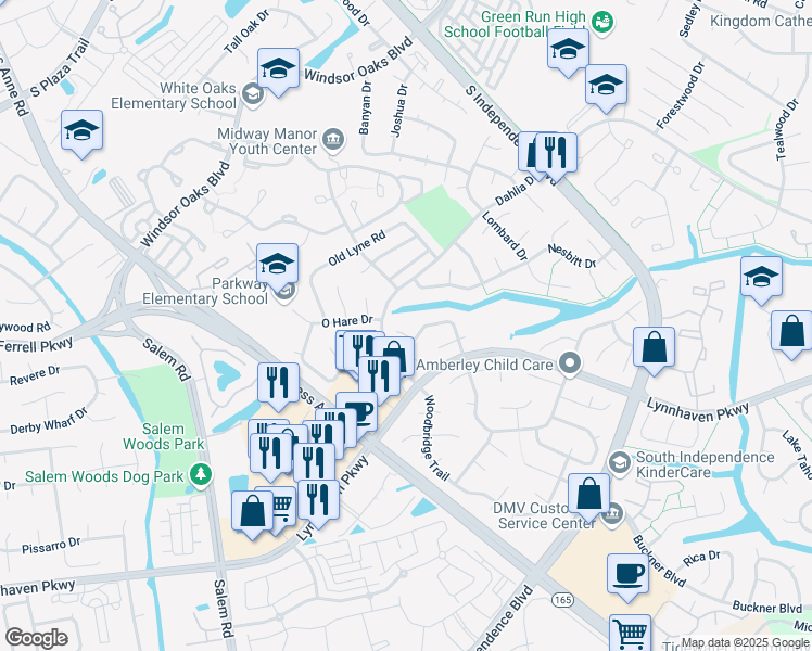 map of restaurants, bars, coffee shops, grocery stores, and more near 4216 Longwood Road in Virginia Beach