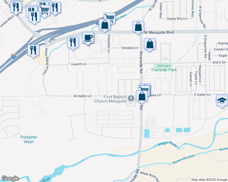 map of restaurants, bars, coffee shops, grocery stores, and more near 879 Amina Circle in Mesquite