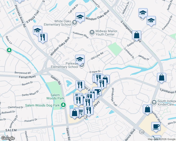 map of restaurants, bars, coffee shops, grocery stores, and more near 4240 Old Lyne Road in Virginia Beach