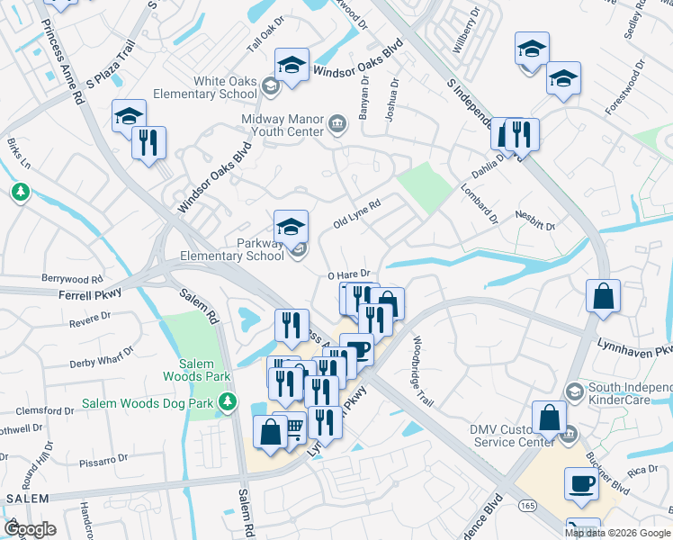 map of restaurants, bars, coffee shops, grocery stores, and more near 4148 O Hare Drive in Virginia Beach