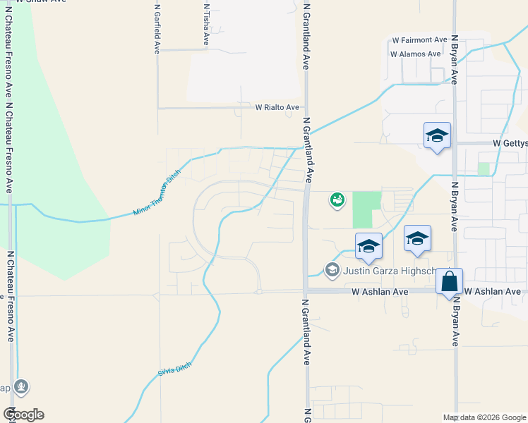 map of restaurants, bars, coffee shops, grocery stores, and more near 4455 North Grantland Avenue in Fresno