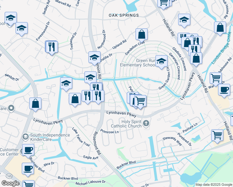 map of restaurants, bars, coffee shops, grocery stores, and more near 3565 Poppy Crescent in Virginia Beach